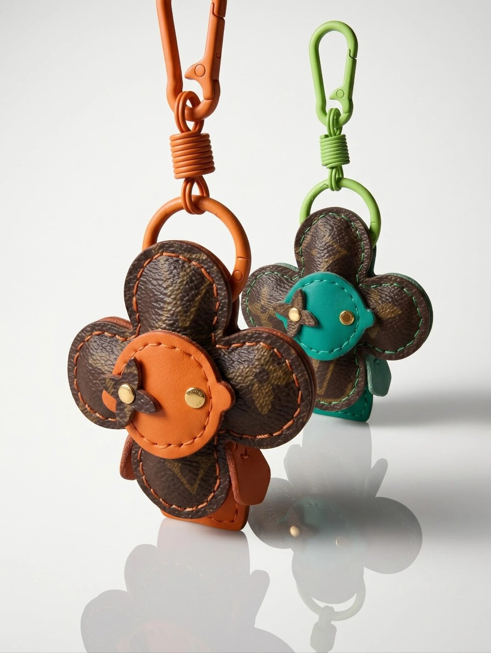 Bag Charm Flower Leather Upcycled Keychain